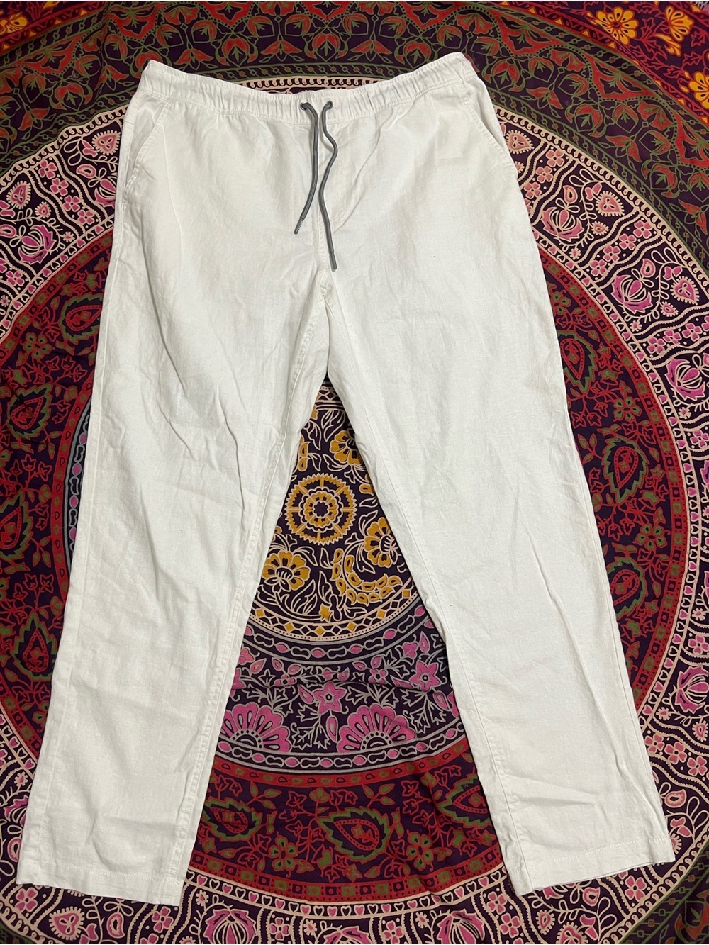 DKNY Women’s White Linen Skinny leg pants size L